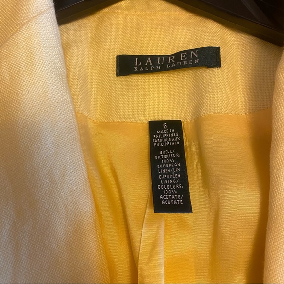 Ralph Lauren canary yellow linen jacket Sz 6 - Picture 4 of 16